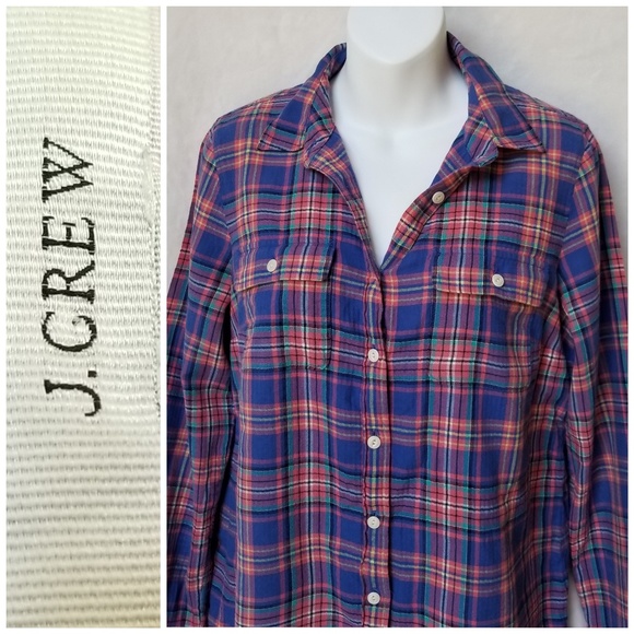 J. Crew Tops - J. CREW Boy Shirt Plaid Button Down Long Sleeve